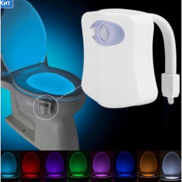 / Підсвічування-LED Light Bowl для унітазу, світильник із датчиком руху, 7х6.5х2см, режим 8 кольорів