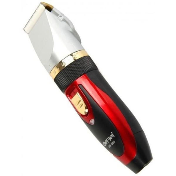 Бездротова машинка для стрижки волосся Gemei GM-550 2 акумулятори чорний з червоним