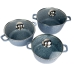 Набір каструль гранітне покриття 6 предметів Benson BN-383 із скляними кришками сірий