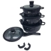 Набір посуду змішаний гранітне покриття 7 предметів Higer Kitchen НК-314 із скляними кришками чорний