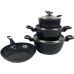 Набір посуду змішаний гранітне покриття 7 предметів Higer Kitchen НК-314 із скляними кришками чорний
