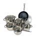 Набір посуду змішаний нержавіюча сталь 12 предметів Grandhoff GR-4720 зі скляними кришками сріблястий