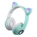 Навушники дитячі бездротові накладні Cat VZV-23M LED MP3 Bluetooth з вушками зелений