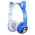 Навушники дитячі бездротові накладні Cat VZV-23M LED MP3 Bluetooth з вушками синій
