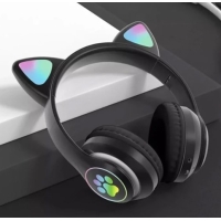 / Наушники детские беспроводные с ушками и подсветкой MDR Cat-23 черные