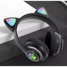 / Наушники детские беспроводные с ушками и подсветкой MDR Cat-23 черные