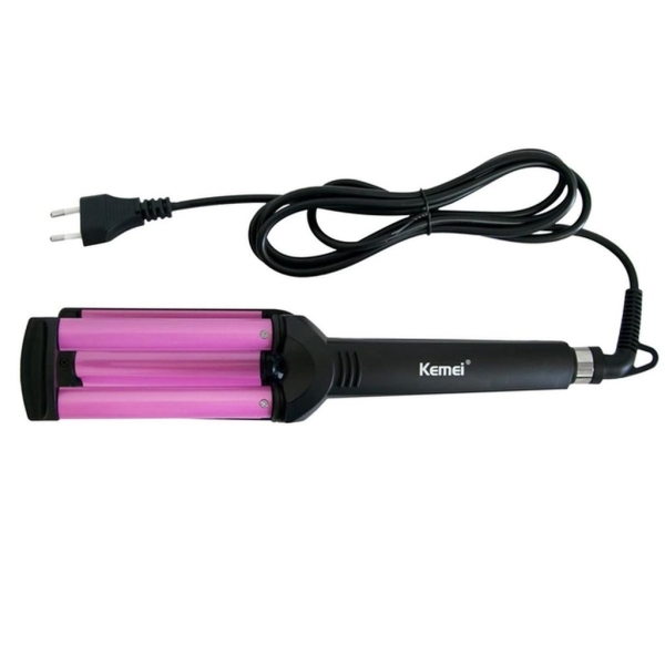 Плойка на три хвилі Kemei KM-2022 керамічне покриття 45 Вт чорний з фіолетовим