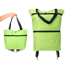 Сумка-візок з колесами 48 х 41 х 14 см складана текстиль зелений