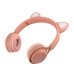 Навушники дитячі бездротові накладні MZ-08M LED MP3 Bluetooth з вушками рожевий