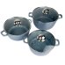 Набір каструль гранітне покриття 6 предметів Benson BN-383 із скляними кришками сірий