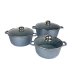 Набір каструль гранітне покриття 6 предметів Benson BN-383 із скляними кришками сірий