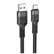 Кабель USB/Type-C 1.2 м HOCO U110 3 A чорний з сірим