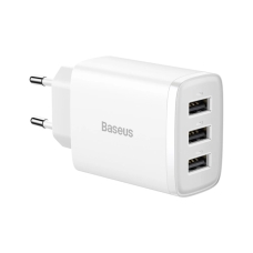 Зарядний блок живлення 3хUSB Baseus Compact Charger 17 W 5 V 3.4 А білий