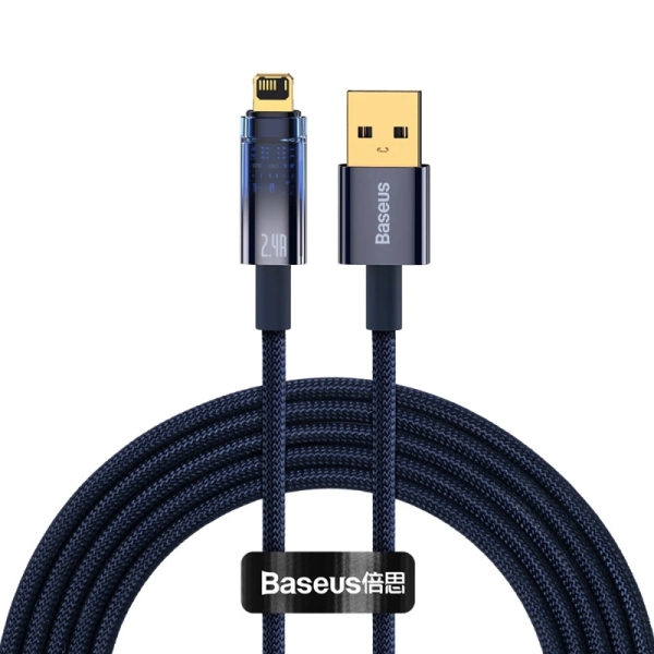 Кабель USB/Apple Lightning 2 м Baseus Explorer Auto Power-Off 2.4 А синій