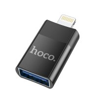 Перехідник Apple Lightning M/USB F HOCO UA17 чорний