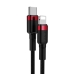Кабель Type-C /Apple Lightning 1 м Baseus Cafule 18 Вт 2.4 А чорний з червоним
