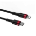Кабель Type-C /Apple Lightning 1 м Baseus Cafule 18 Вт 2.4 А чорний з червоним