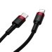 Кабель Type-C /Apple Lightning 1 м Baseus Cafule 18 Вт 2.4 А чорний з червоним