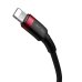 Кабель Type-C /Apple Lightning 1 м Baseus Cafule 18 Вт 2.4 А чорний з червоним
