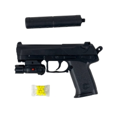 Дитячий пістолет SP3855-D+ з лазером та кулями 24 см чорний