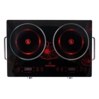 Настільна електроплита інфрачервона 2 конфорки Crownberg CB-1327 4000 Вт чорний зі сріблястим