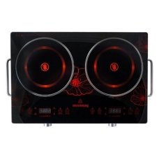 Настільна електроплита інфрачервона 2 конфорки Crownberg CB-1327 4000 Вт чорний зі сріблястим