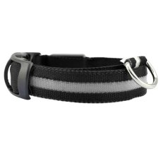 Нашийник текстильний з підсвіткою для собак XL 55 см від батарейки чорний