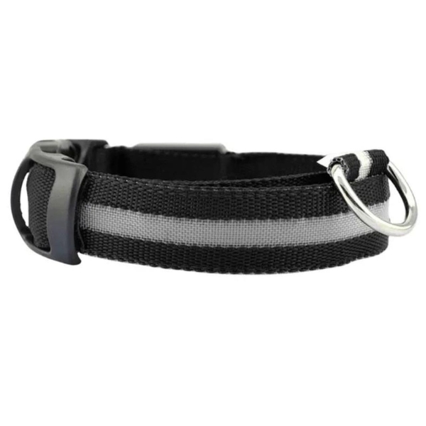 Нашийник текстильний з підсвіткою для собак XL 55 см від батарейки чорний