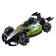 Машинка на радіокеруванні 35 см F1 на акумуляторі з парогенератором світлові та звукові ефекти чорний з зеленим