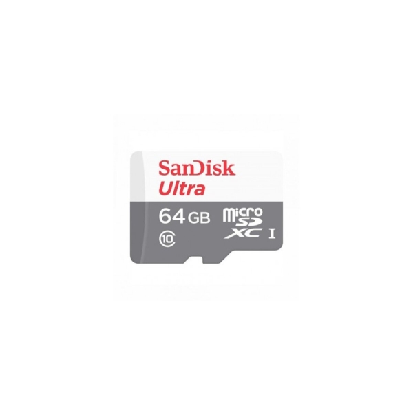 Карта пам'яті 64 GB San Disk Ultra MicroSDXC UHS-1 Class 10 A1 з адаптером білий з сірим