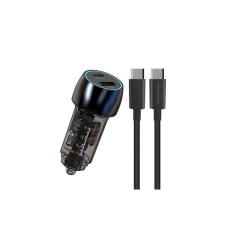 Автомобільний зарядний пристрій з кабелем Type-C+USB/Type-C WUW T103C 48 W чорний new