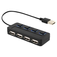 USB-хаб зовнішній 4 порти з вимикачами 0.15 м чорний