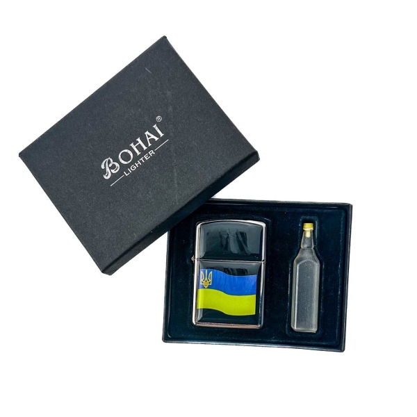 Набір запальничка бензин Bohai 10-55 кремнієвий підпал метал чорний