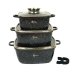 Набір каструль антипригарне покриття 8 предметів Higher Kitchen HK-302 зі скляними кришками чорний Набір каструль антипригарне покриття 8 предметів Higher Kitchen HK-302 зі скляними кришками чорний