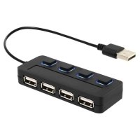 USB-хаб зовнішній 4 порти з вимикачами 0.15 м чорний