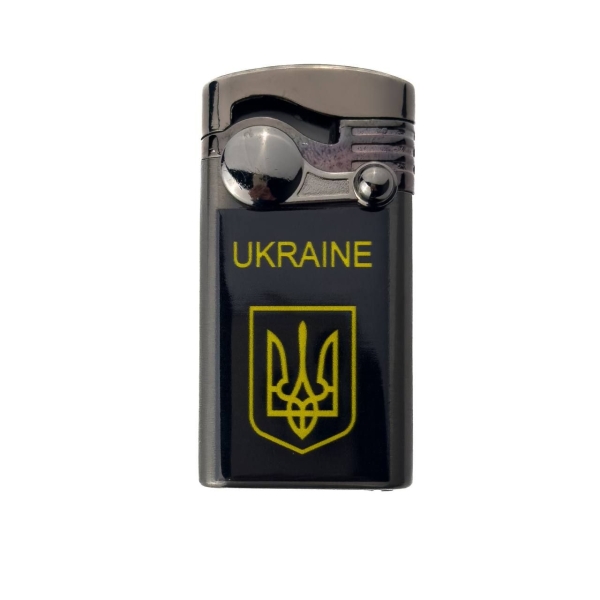 Запальничка газова турбо Україна 4-46 п'єзовий підпал метал чорний