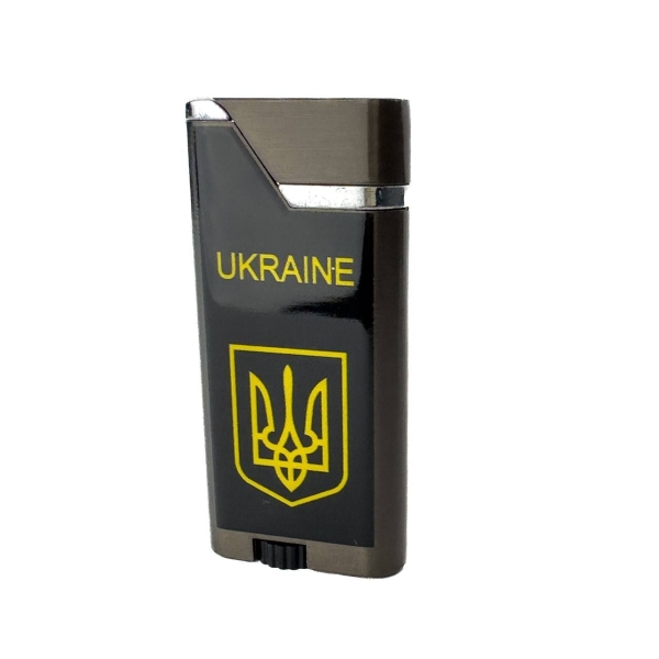 Запальничка газова турбо Україна п'єзовий підпал метал чорний