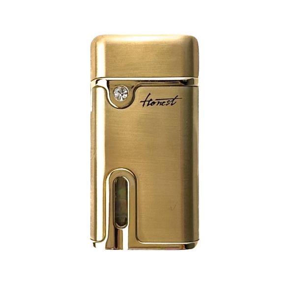 Запальничка газова турбо Honest HST-406 п'єзовий підпал метал золотистий