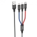 Кабель 3в1 USB/Apple Lightning+Type-C+microUSB 1 м HOCO X76 2 А різнобарвний Кабель 3в1 USB/Apple Lightning+Type-C+microUSB 1 м HOCO X76 2 А різнобарвний