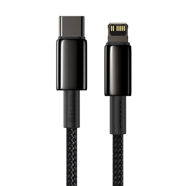 Кабель Type-C/Apple Lightning 2 м Baseus Tungsten 20 Вт чорний