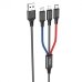 Кабель 3в1 USB/Apple Lightning+Type-C+microUSB 1 м HOCO X76 2 А різнобарвний Кабель 3в1 USB/Apple Lightning+Type-C+microUSB 1 м HOCO X76 2 А різнобарвний