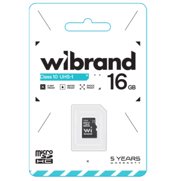Карта пам'яті 16 GB Wibrand МicroSDНC UHS-I Сlass 10  чорний new