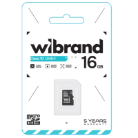 Карта пам'яті 16 GB Wibrand МicroSDНC UHS-I Сlass 10  чорний new