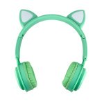 Навушники дитячі бездротові накладні MZ-08M LED MP3 Bluetooth з вушками зелений