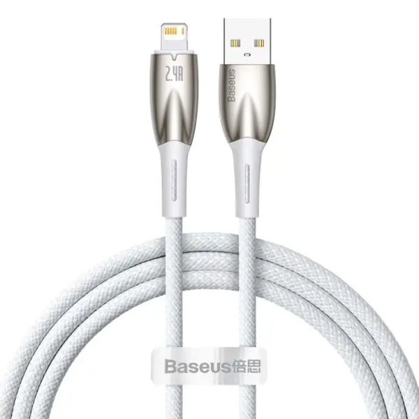 Кабель USB/Apple Lightning 1 м Baseus Glimmer 2.4 А білий