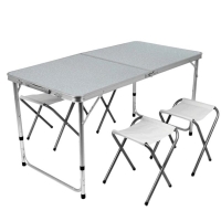 Стіл складаний для пікніка Grand Picnic 120 x 60 см 4 стільці сірий