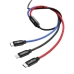 Кабель 3в1 USB/Apple Lightning+Type-C+microUSB 0.3 м Baseus Three Primari Colors 3.5 A чорний