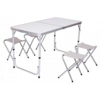 Стіл складаний для пікніка Grand Picnic 120 x 60 см 4 стільці сірий