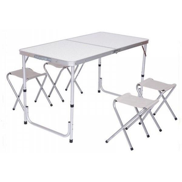 Стіл складаний для пікніка Grand Picnic 120 x 60 см 4 стільці сірий