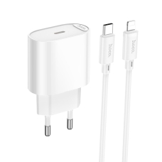 Зарядний пристрій з кабелем Type-C/Apple Lightning 1 м HOCO C109A Fighter 20 W білий